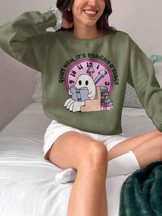 It’s Reading Time Crewneck Military Green