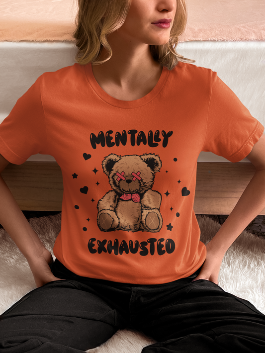 Mentally Exhausted Cotton Tee Rust